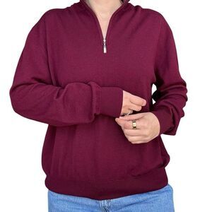 Neiman Marcus 1/4 Zip Wool Blend Sweater Pullover Men Size Large Red Preppy